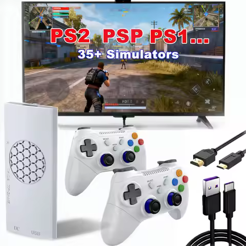 Retro video game console, 4K FHD, 2 wireless controllers, supports over 35 emulators, compatible wit