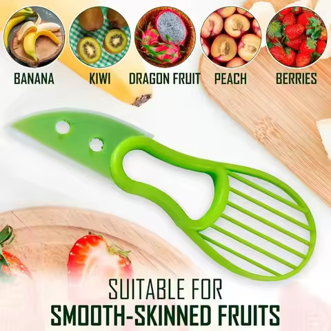 Avocado Slicer Tool Peeler Slicer 3-in-1 Green Avocado Cutter and Spoon Plastic Avocado Knife Tool f