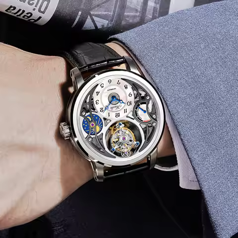 Haofa Flying Tourbillon Mechanical Man Watch Hollow Moon Phase Tourbillon Luxury Watches for man Fas