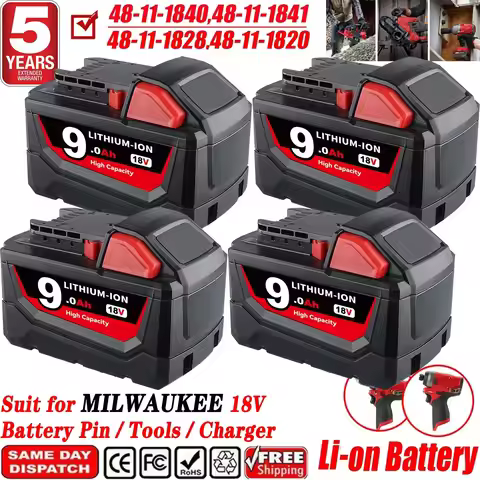 1/2/4Pcs M18 9.0Ah Replace for Milwaukee 18V Battery Pin Compatible with 48-11-1850 48-11-1852 48-11