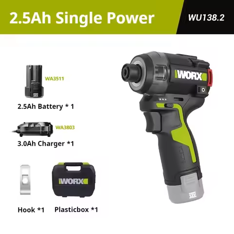 WORX WU138 2.5Ah Battery 3.0Ah Charger 0il Pressure Brushless impact drill 12V 50Nm 1300rpm 4000bpm 