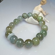 F51 冰種老油青 12.5mm 三彩 漸變色老料翡翠 手串 緬甸玉 手珠