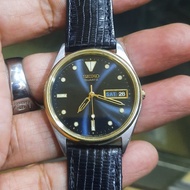 Jam Tangan seiko second / bekas dial hitam kebiruan tanggal & hari 