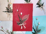 การ์ดอวยพรช่อดอกกุหลาบ diy แฮนด์เมด ของขวัญ วันเกิด เทศกาล (ขนาด L) Handmade Mulberry Paper Card with Bunch of Rose (Size L)