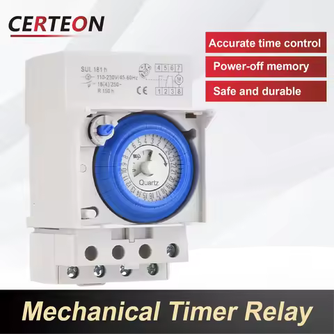 SUL181h/d 24h Mechanical Time Switch DIN Rail Timer Relay AC110‑240V Power Reserve For Billboard Lig