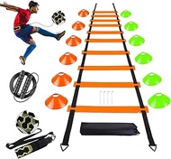 AOPUETRX Soccer Agility Training Equipment Set, Soccer Accessories 20Ft Agility Ladder, 12 Cones, So