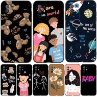 Case For OPPO A94 5G F19 PRO Plus RENO 5Z Case Back Phone Cover Protective Soft Silicone Black Tpu fashion cute bear space