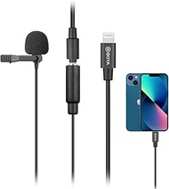 Lavalier Lightning Microphone for iOS iPhone 11 Vlog, 20 ft/6m BOYA by-M2 Lapel Universal Mic with Lightning Plug Adapter for iPhone 11 10 X 8 7 MAC YouTube Video Facebook Live