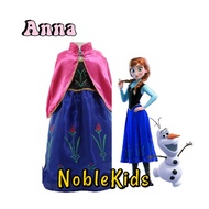 Princess Anna Frozen1 Dress with cape Costume For kids(Sleeveless Dress And Cape)