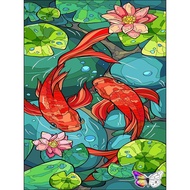 5D diamond painting digital stickers, DIY fish meaning abundant numbers every year, suitable for liv