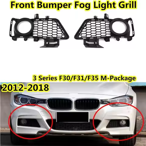 For 2016-2019 BMW 320i 328i 328d 328dx 330i 330e 340i (F30 F31) Front Bumper Fog Light Grill Grille 