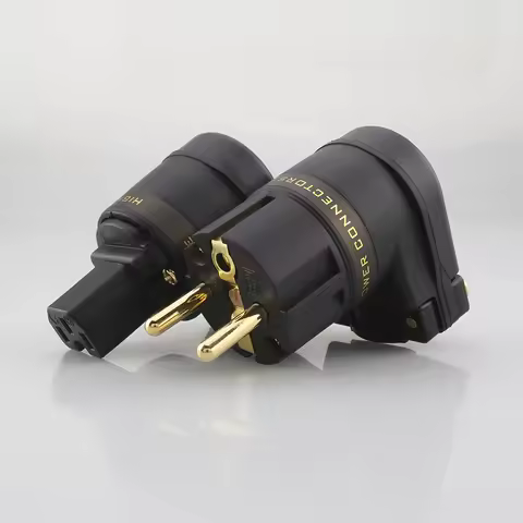 Hot Sell Audiocrast 24K SCHUKO Mains Right Angle Male Plug to IEC C13 Female Socket HIFI Power Conne