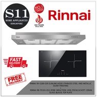 RINNAI RH-S269-SSR SLIMLINE HOOD STAINLESS STEEL AND METALLIC SILVER FINISHING +  RINNAI RB-7012H-CB 2 ZONE INDUCTION HOB (70CM) SCHOTT CERAN GLASS (BLACK) TOP PLATE