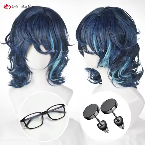 ES Tsumugi Aoba Cosplay Wig Short Cruly Wigs Cosplay Anime Cosplay Wigs Heat Resistant Synthetic Hai