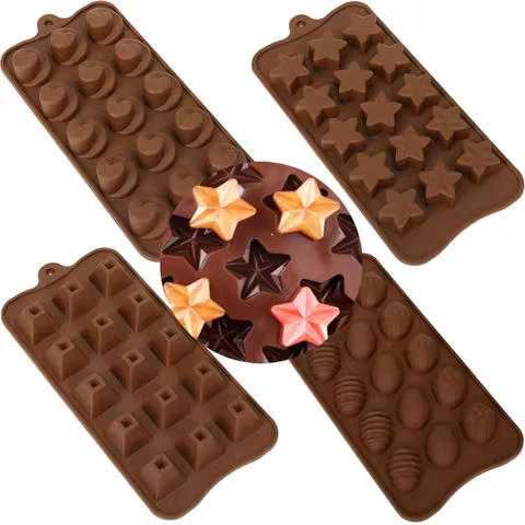 Chocolate Mold 15 Holes Fudge Ice Cube Silicone Mold Tray Rose Christmas Easter Heart Egg Shell Five