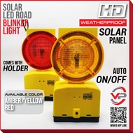 SOLAR LED ROAD BLINKER LIGHT WEATHERPROOF BLINKER YELLOW/AMBER/RED TRAFFIC CAUTION WARNING LIGHT AUT