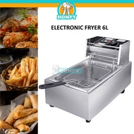 Homelux Electronic Fryer 6L Deep Fryers 6L 2.5Kw Single Tank Electric Deep Fryer Commercial Dapur Go