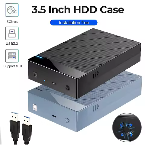 3.5/2.5 inch HDD Case USB 3.0 to SATA External Hard Drive Reader 22TB Hard Drive Enclosure 5Gbps Hig
