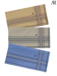 ANGELINO RUFOLO Handkerchief (ผ้าเช็ดหน้า) ผ้า 100% COTTON คุณภาพเยี่ยม ดีไซน์ Signature สีน้ำตาล/เทา/ฟ้า
