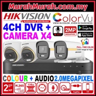 HIK HIKVISION COLORVU 2.0MP 4CH Package Set DVR + 4 Camera with Audio Mic Voice Record 2MP CCTV Nigh
