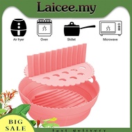 [Laicee.my] 8inch Silicone Air Fryer Liner Foldable Microwave Baking Mat Kitchen Tool (Pink)