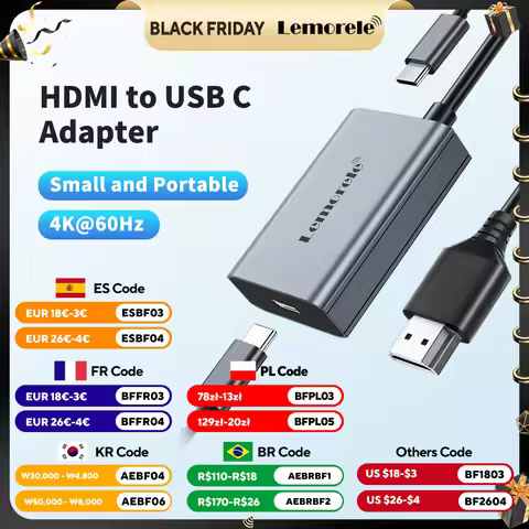 Lemorele HDMI to TYPE-C Adapter 4K 60HZ USB-c Portable Video Adapter For XREAL Nreal Air Rokid Glass