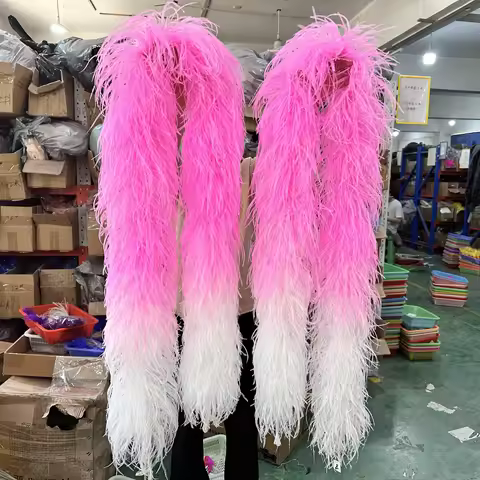 Fluffy Mix Ostrich Feather Boa 6Ply 10Ply 20Ply Custom Nature Plumes for Wedding Clothes Shawl Skirt