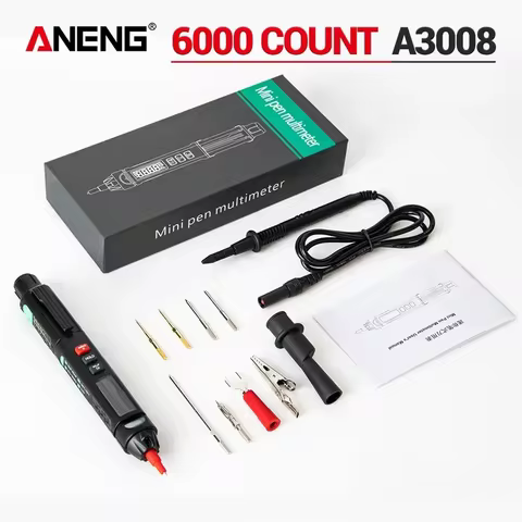 Digital Pen Multimeter Tester Auto Intelligent Sensor ANENG A3008 6000 Counts Non-Contact Voltage Me