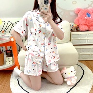 婧麒孕妇睡衣夏季新款凉爽透气短袖短裤两件套家居服套装 Kitty猫+Jyz137930 L
