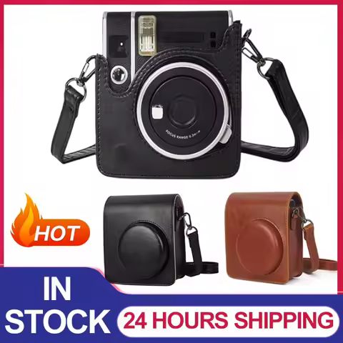 Camera Bag For Fujifilm Instax Mini 40 Instant Camera Retro Leather Camera Case & Shoulder Strap Tra