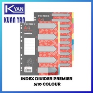Premier Paper Index Divider 5/10 Tabs Colours / Index Divider 10c (Value Pack)