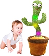 [USB Rechargeable] Dancing Cactus Repeats What You Say Talking Sunny The Electronic LED Cactus Toy Dancing Lighting Recording Mimicking Cactus Toy with 120 English Songs