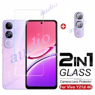 Vivo Y21d 4G 2In1 Tempered Glass Full Screen Protector Film with Camera Lens Protector For vivo Y21d