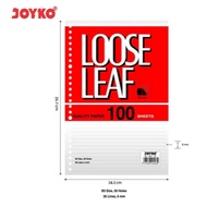 Joyko B5 Loose Leaf Paper 100 Sheets - 26 Holes, 36 Lines, B5 Size