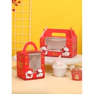 New Year Children's Cupcake Packaging Box Portable Window Transparent Cupcake Box Pastry Egg Tart Pa