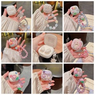 For Baseus Bass BD1 case colourful pattern Flower Keychain Silicone Transparent Earphone Cover For B