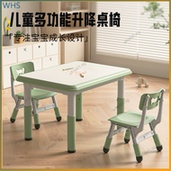 Children's Desk and Chair Set for Preschool Adjustable Height Plastic Dining and Drawing Table Baby 