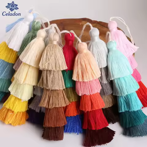 15cm long Silk Tassels Five Colors Poly Cotton Tassel Charms, For Fashion Necklace Jewelry Key Chain