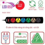 LiOA Universal Extension Socket, 6 Outlets 1 Switch Model: 6DND