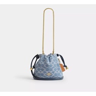 [READY STOCK MY] Faye Mini Drawstring Bag In Signature Denim in Indigo (CDE32)