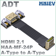 MNIEV ADT-Link HDMI 2.1ตัวผู้กับตัวเมียในตัวสายต่อวิดีโอบางแบนรองรับ2K/240Hz 4K/144Hz 0.03M-3M OUIVQ