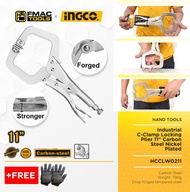 INGCO C-Clamp Locking Plier 11" Carbon Steel Nickel Plated HCCLW0211 + FREEBIES FMAC TOOLS