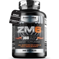 Iron Labs ZM6 - Zinc and Supplement - 360 Vegetarian Capsules (6 Month Supply) - Super Enhanced Zinc