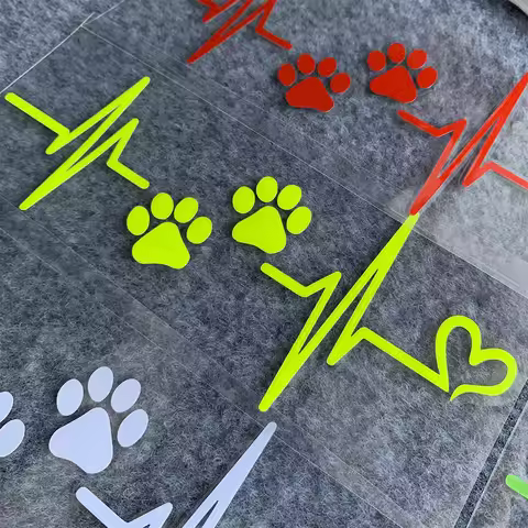 Heartbeat Dog Paw Reflective Motorcycle Stickers Decor Scooter Moto Body Helmet Decal Accessories fo