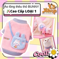 áo lông- áo ấm - áo thu đông thêu thỏ Bunny hồng tím pastel dành cho chó mèo- T3 PETS SHOP