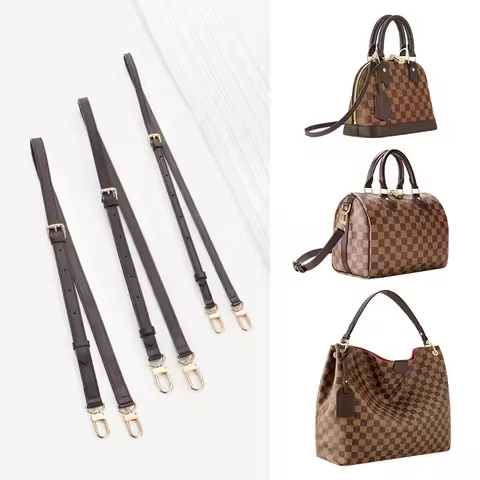 Dark Brown Replacement Leather Bag Straps for LV Speedy 20 25 30 Shoulder Straps Ajustable Crossbody