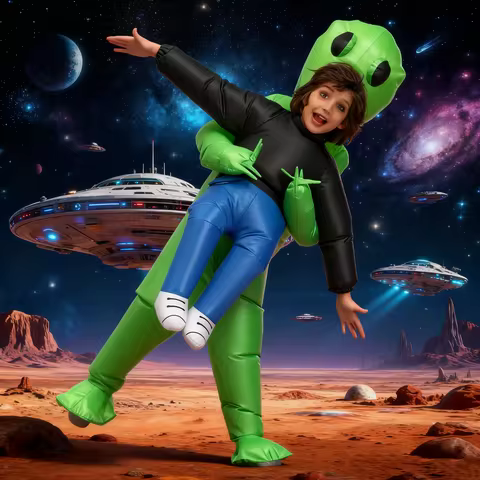 Kids Alien Costume, Blow Up Inflatable Alien Costumes for Boys, Halloween Costumes for Kids, Boys Ha