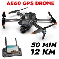 ❤️ 12KM 50 Mins with Touch Screen ❤️ AE60 Max GPS Drone 8K Dual Camera Wifi FPV 3-Axis Gimbal Profes