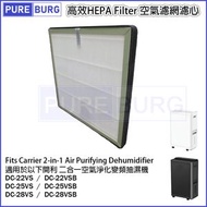 淨博 - 適用於以下開利 Carrier 二合一空氣淨化變頻抽濕機DC-22VS DC-25VS DC-28VS DC-22VSB DC-25VSB DC-28VSB替換用高效HEPA濾網