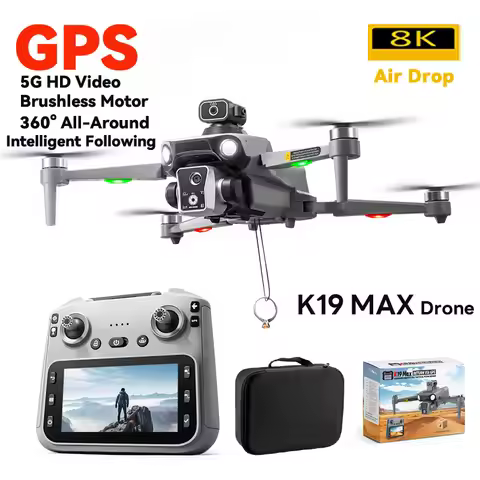 New K19MAX GPS Drone Fishing Air Throw 5G 4.5 Screen 360°Laser Obstacle Avoidance FPV HD Professiona